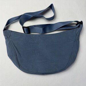 Blue Nylon Crescent Shoulder Bag Lightweight Zip Crossbody